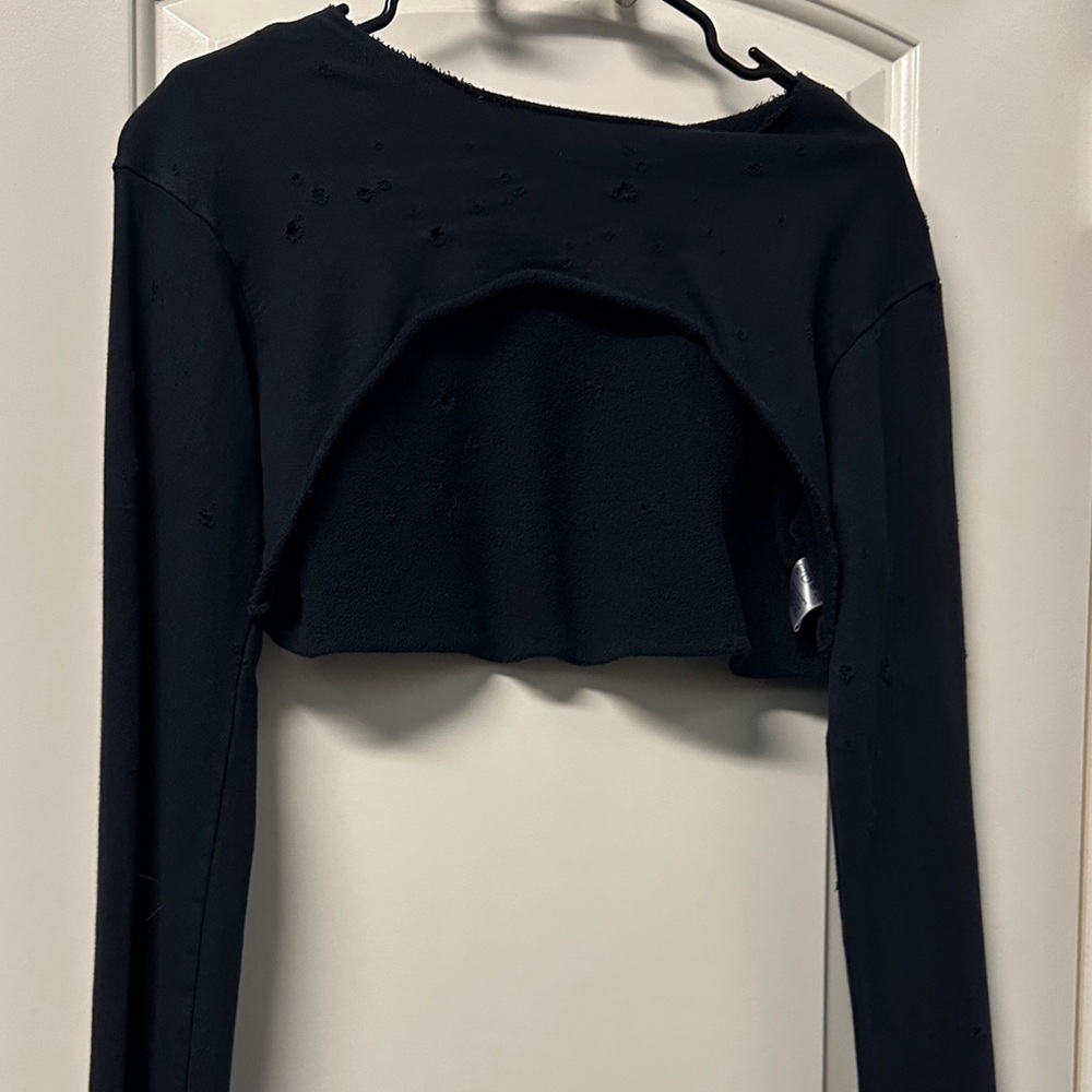 Women's Black Long Sleeve Shrug Top